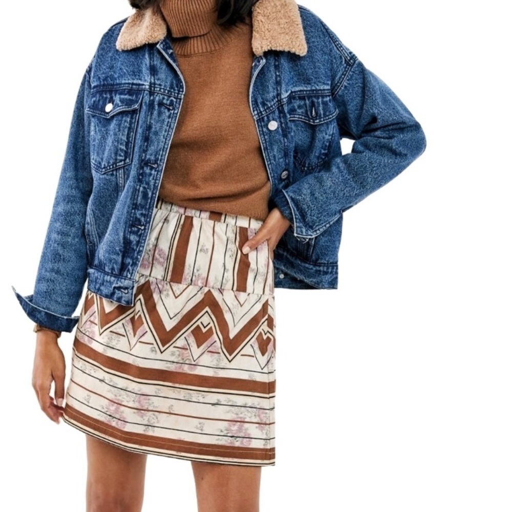 TINY for Anthropologie NWT Raleigh A-Line Mini Skirt Size Medium Floral Striped